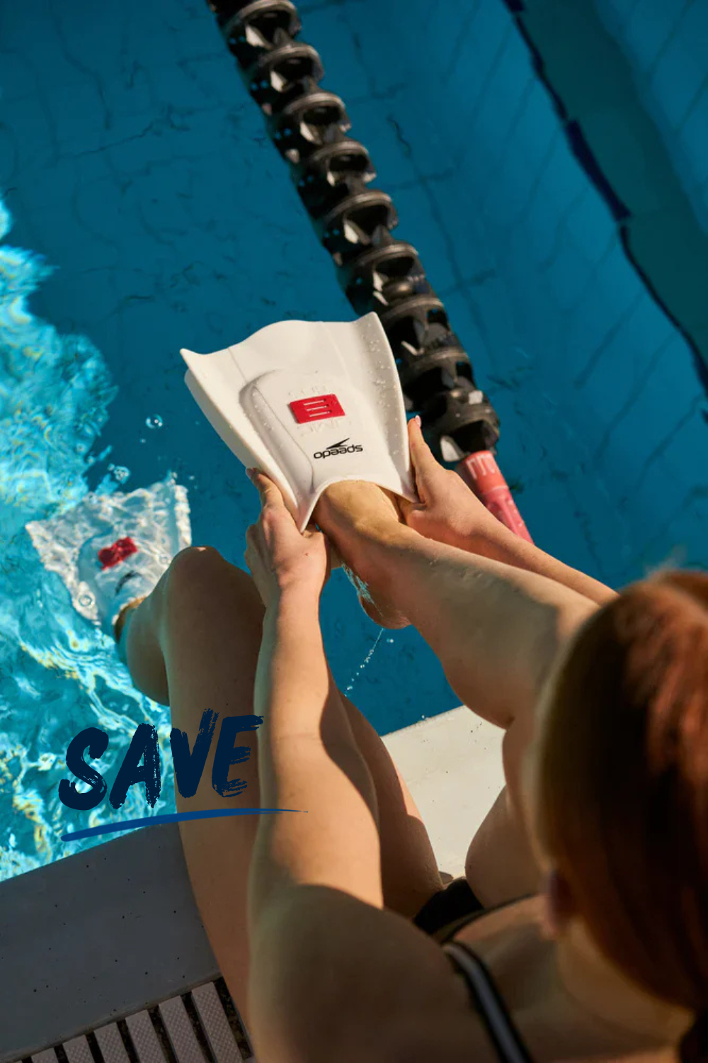 Girl at pool with Speedo DMC fins