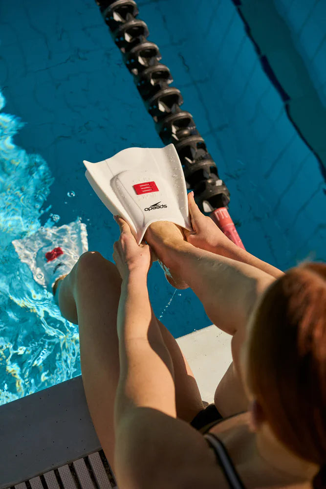 Girl at pool with Speedo DMC fins