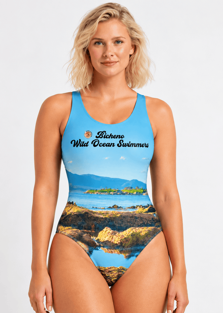 budgy Smuggler Custom Womens Swimsuit Bicheno / 8 Bicheno Wild Ocean Swimmers Womens Swimsuit