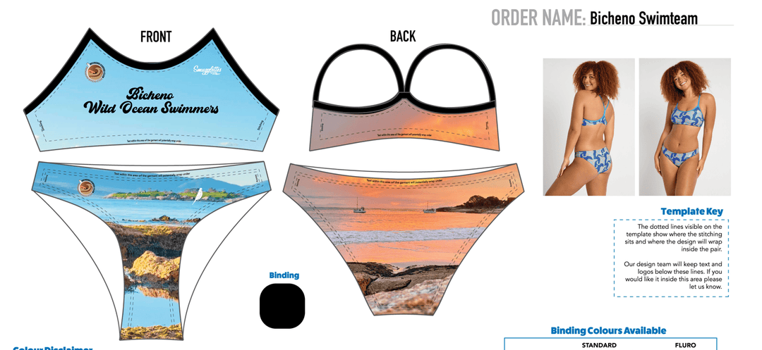 budgy Smuggler Custom Womens Swimsuit Bicheno Wild Ocean Swimmers Womens Bikini