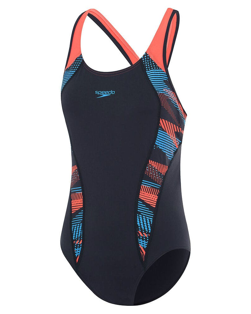 Speedo One Piece Swimsuit Black / 6 Placement Laneback