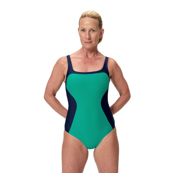Speedo One Piece Swimsuit Peacock Teal Peacoat / 8 Contour One Piece