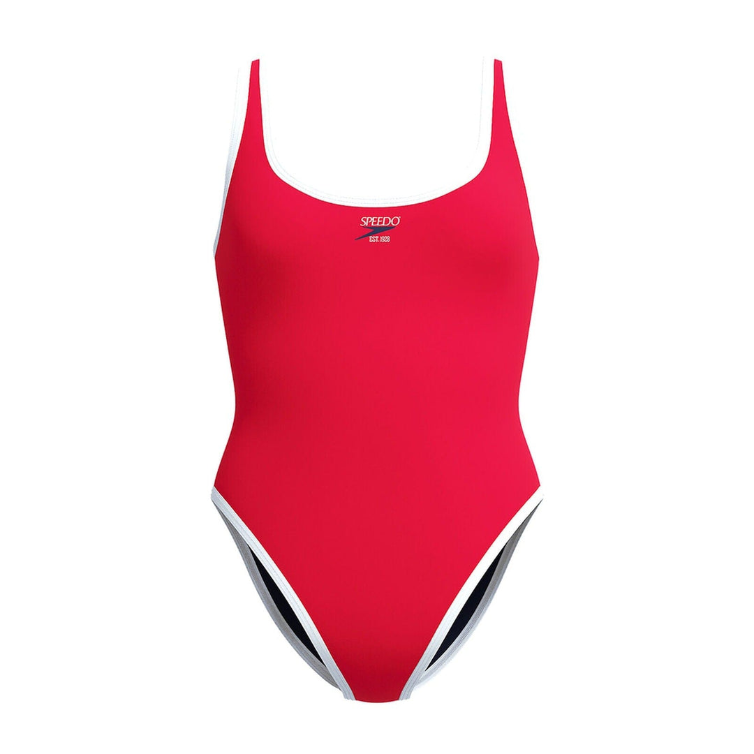 Speedo One Piece Swimsuit Womens Solid Scoop One Piece