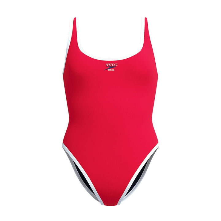 Speedo One Piece Swimsuit Womens Solid Scoop One Piece